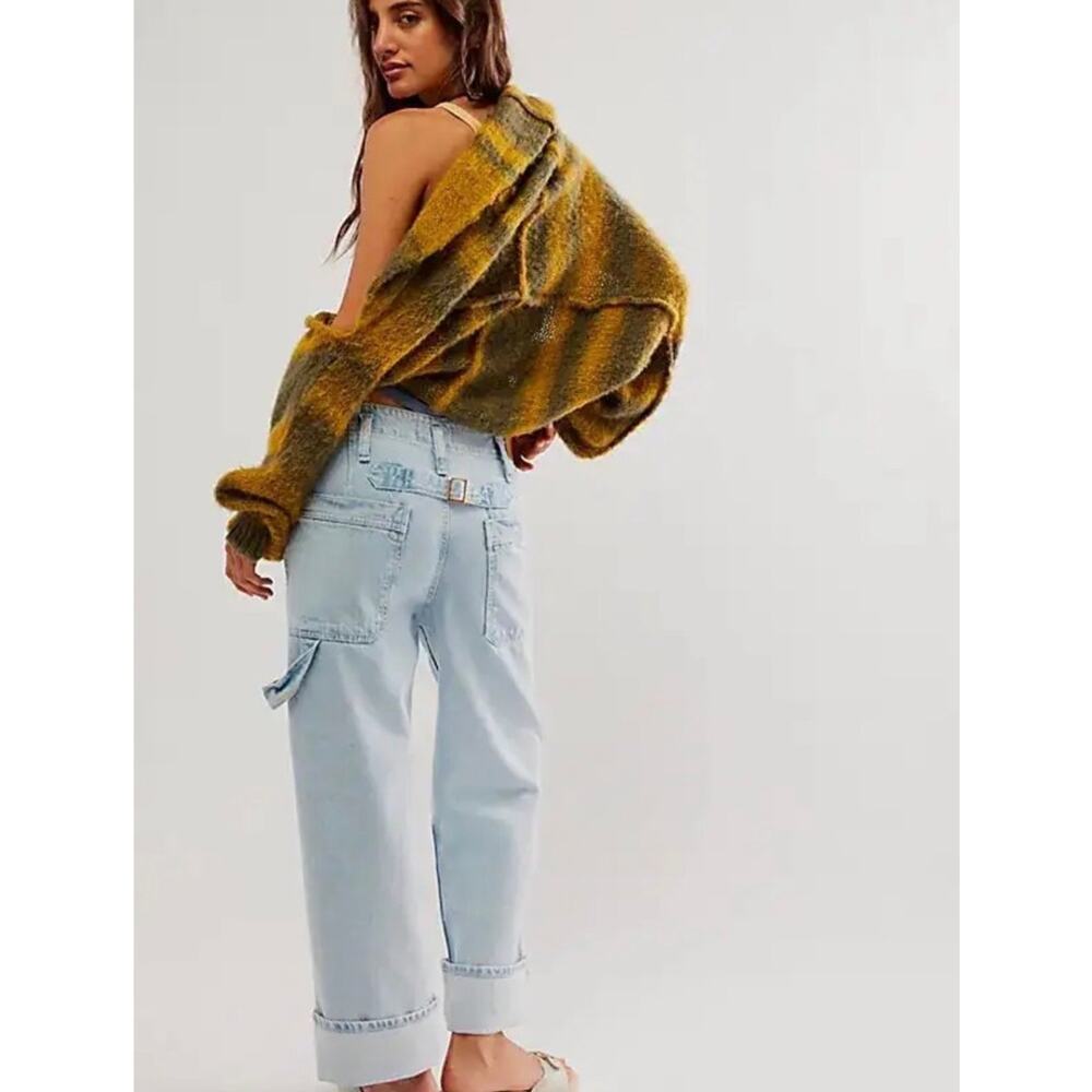NWT Free People We The Free Major Leagues Cuffed Crop Jeans Size 24 Mid Rise - Picture 2 of 10